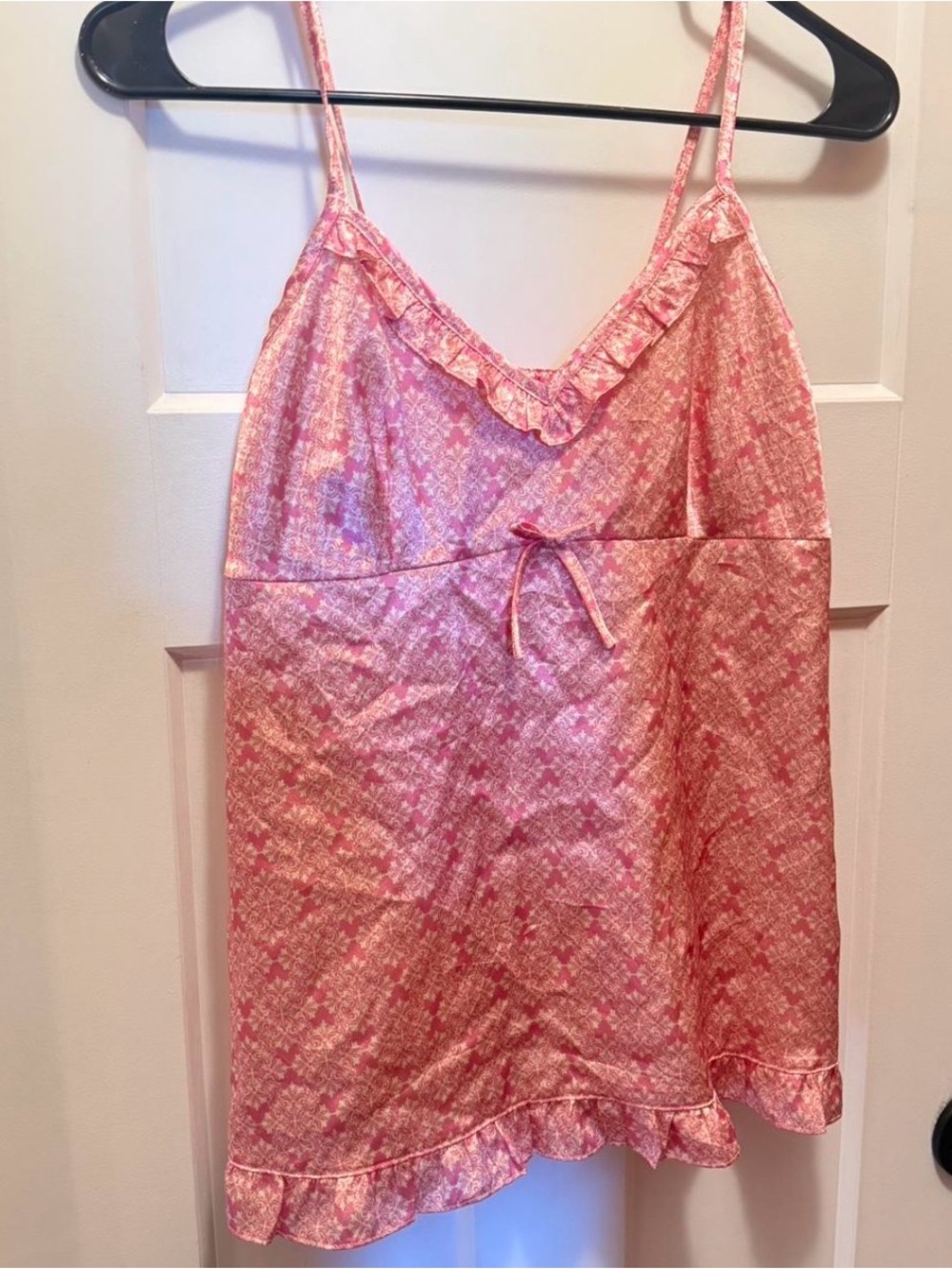 American Vintage Pink Ruffle-Trim Tank Top
